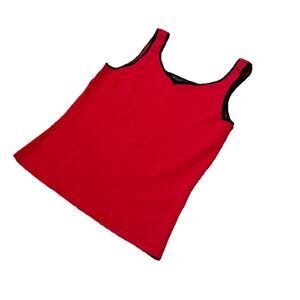 BCBG Max Azria Red Black Knit Tank Top Sz Large Vintage Y2K Stretch Sleeveless